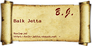 Balk Jetta névjegykártya